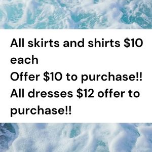 SALE!!! SHIRTS SKIRTS DRESSES